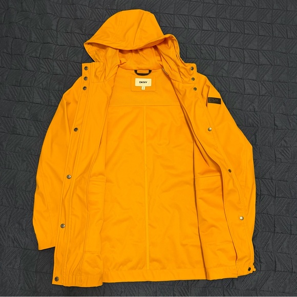 DKNY Yellow Nautical Waterproof Hooded Rain Jacket Coat - DL5MPW27 - Large - Picture 12 of 12